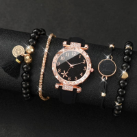 Дамски кварцов часовник с цветя и кристали+гривни, снимка 2 - Дамски - 44844956