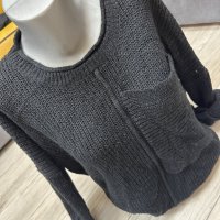 Дамски пуловер / цвят черен / с джоб, снимка 4 - Блузи с дълъг ръкав и пуловери - 38978662
