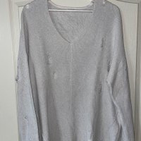 Оригинален марков мръсно бял слонова кост тънък пуловер накъсан скъсан прокъсан Diesel/Дизел, снимка 1 - Блузи с дълъг ръкав и пуловери - 43008546