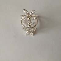 Сребърен пръстен с цветя с бели цирконий. Сребро проба 925 ., снимка 3 - Пръстени - 38635770