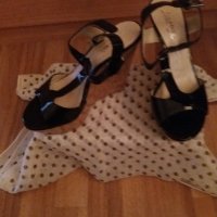 Дамски сандали от естествен лак+подарък стилни обеци, снимка 5 - Сандали - 32321922