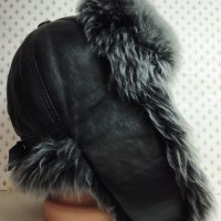 Дамска шапка кожена овча шапка Ушанка , снимка 1 - Шапки - 42358021