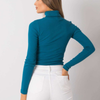 Дамска блуза с поло яка - Тюркоаз L/XL, снимка 4 - Блузи с дълъг ръкав и пуловери - 44925996