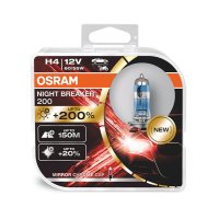 Комплект 2 броя най-ярките халогенни лампи OSRAM NIGHT BREAKER 200 H4 +200%, снимка 1 - Аксесоари и консумативи - 43326414