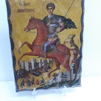 Голяма икона на Свети Димитър - ръчна изработка, снимка 2 - Икони - 37640280