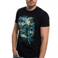 Нова мъжка тениска с дигитален печат Вълци, пълнолуние, Серия вълци, снимка 8 - Тениски - 29040473