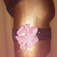 Черни жартиери за крак от паейти, и от дантела с цвете, снимка 4 - Бельо - 32218083