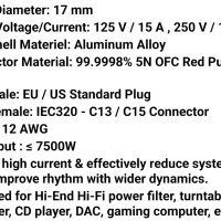 HI FI Захранващ кабел Krell/До 7700W/2 метра , снимка 5 - Други - 43853250