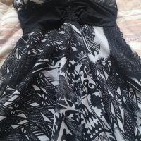 Нова лятна рокля черно с бяло/сиво M размер на връзки с подплата, снимка 4 - Рокли - 36880451