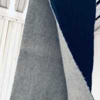Двуцветен шал-сиво и синьо 150/27см, снимка 2 - Шалове - 27614584