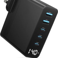 LUOCAI 140W USB C зарядно устройство, 5-портово GaN, снимка 1 - Друга електроника - 43960811