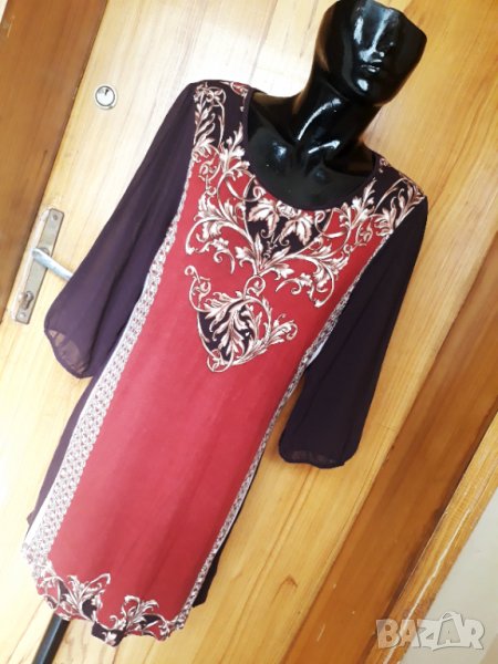 Тъмно лилава-керемидена туника с 3/4 ръкав Л/ХЛ, снимка 1