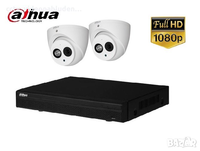 Full HD комплект - 4канален XVR DVR DAHUA + 2камери Full HD 1080р DAHUA със звук и до 50метра нощно, снимка 1