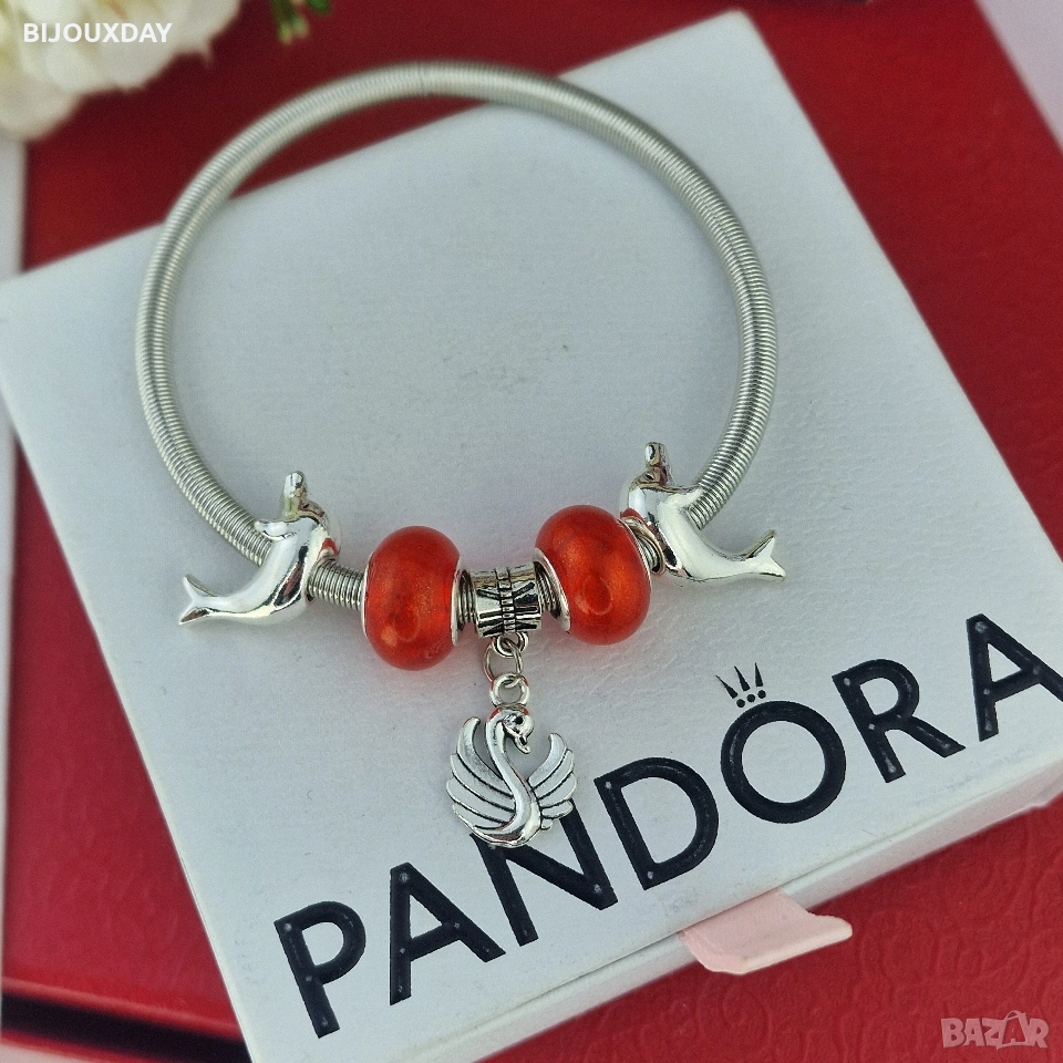 дамска гривна на свободата с делфини и лебед от медицинска стомана, снимка 1