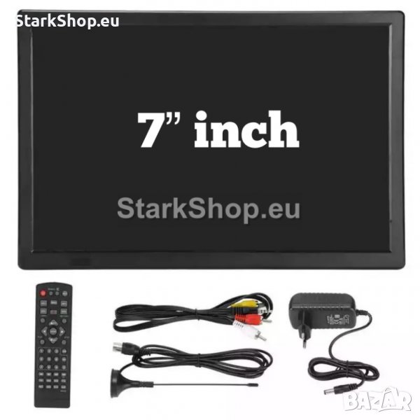  Преносим телевизор 7″ с батерия + работи на 12V / 220V, снимка 1