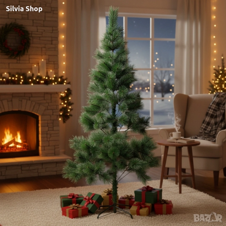 Заснежена елха с метална стойка, снимка 1