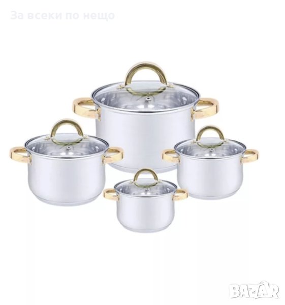 ✨Комплект тенджери HAUS ROLAND HR-133-1 , 4 броя, С капак, Инокс, снимка 1