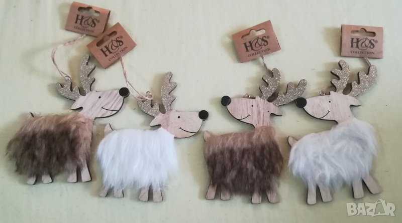 Коледни еленчета - дърво и кожа, снимка 1