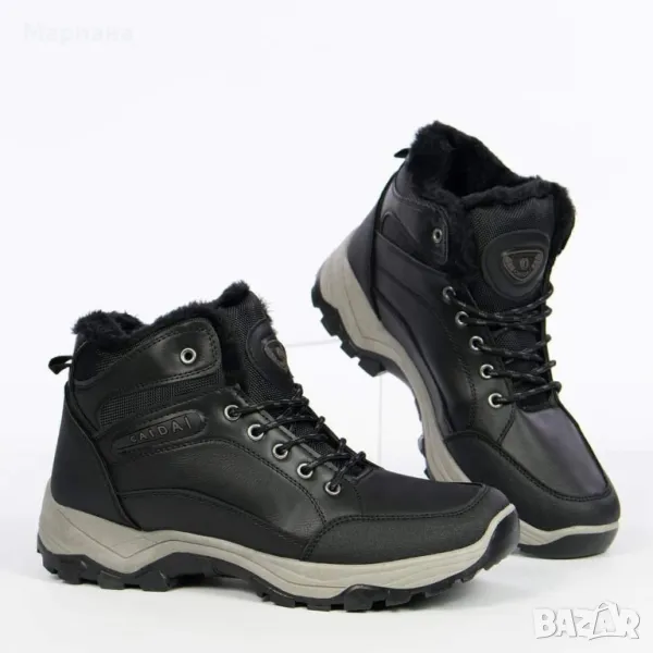 мъжки зимни обувки в кафяво и черно с топъл хастар , снимка 1