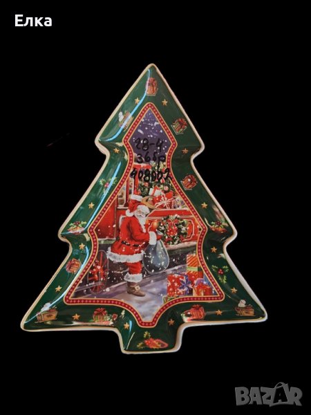 Стъклена чиния елха, снимка 1