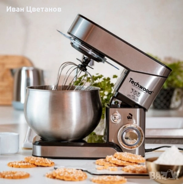 Планетарен миксер с купа от инокс Techwood TRO-1055, 1000W, 5л.,Червен, снимка 1