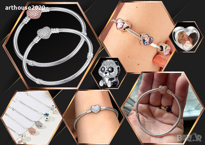 Гривни и ключодържатели тип Пандора,с Ваша снимка и атрактивни талисмани, снимка 1