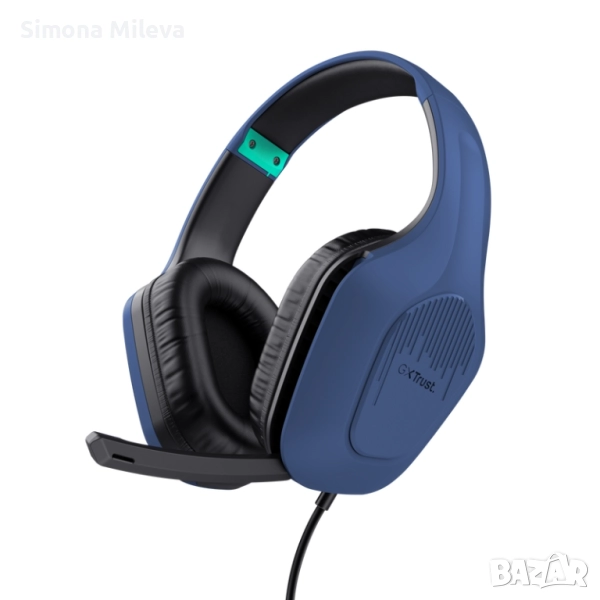 Слушалки, TRUST GXT415 Zirox Headset Blue, снимка 1