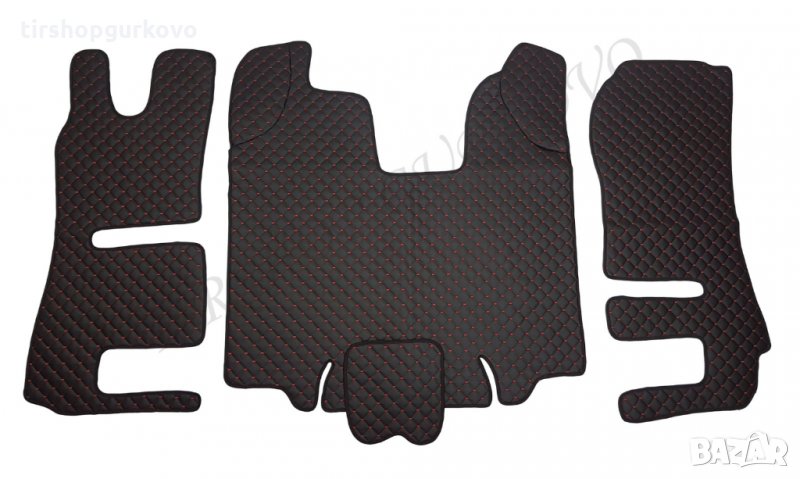 Кожени стелки LUX черни с червен конец Scania R/Скания Р 2014-2019, снимка 1