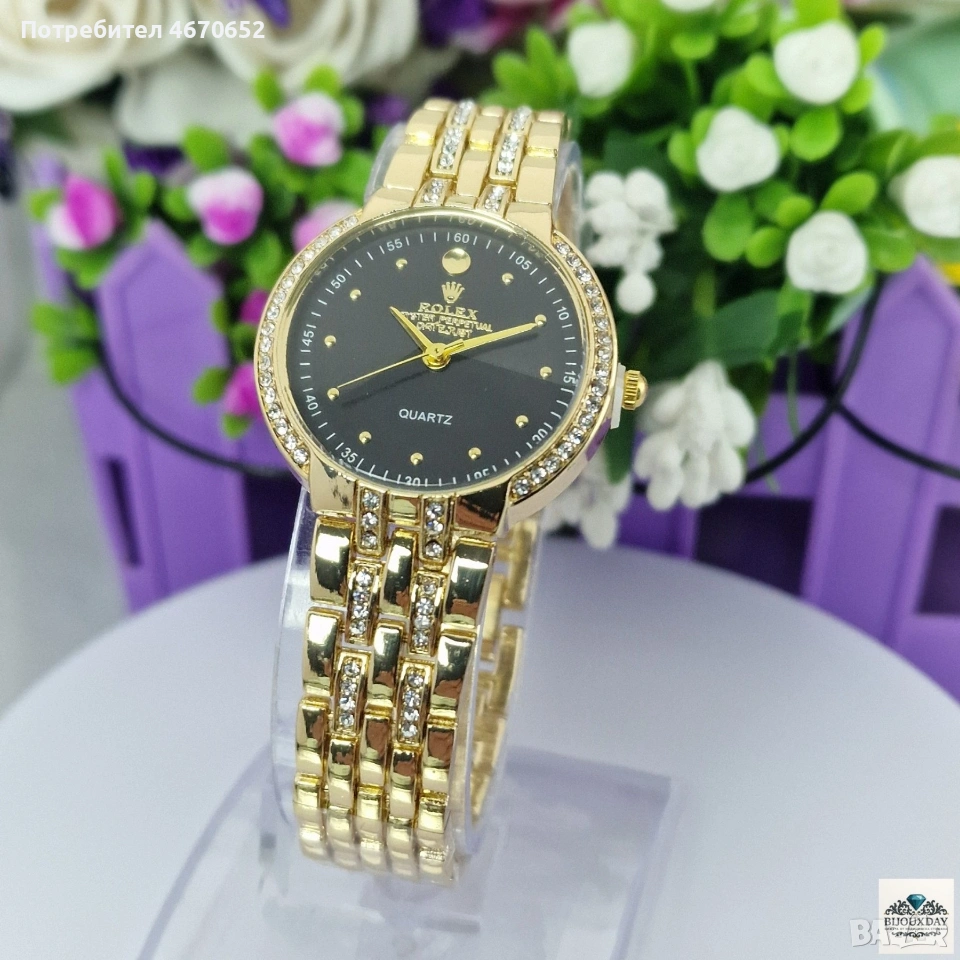 Дамски часовник ROLEX – златист с черен циферблат, снимка 1