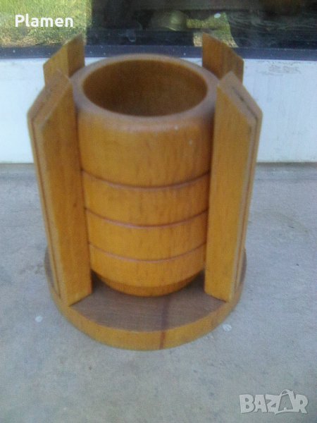 Стар дървен български моливник Знаме на мира, снимка 1