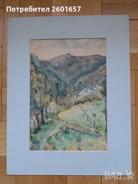Много красив акварел, пейзаж., снимка 1