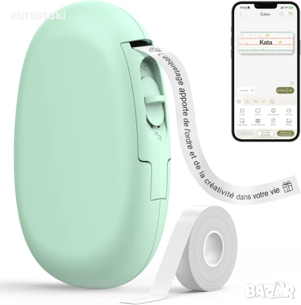 SUPVAN E10 Етикетен принтер с 1 ролка етикет, съвместима с над 40 вида стикери за етикети, снимка 1