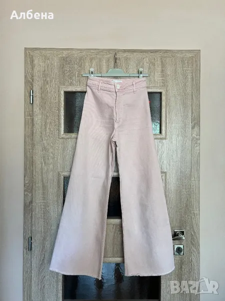 Светлорозови дънки Zara с висока талия, снимка 1