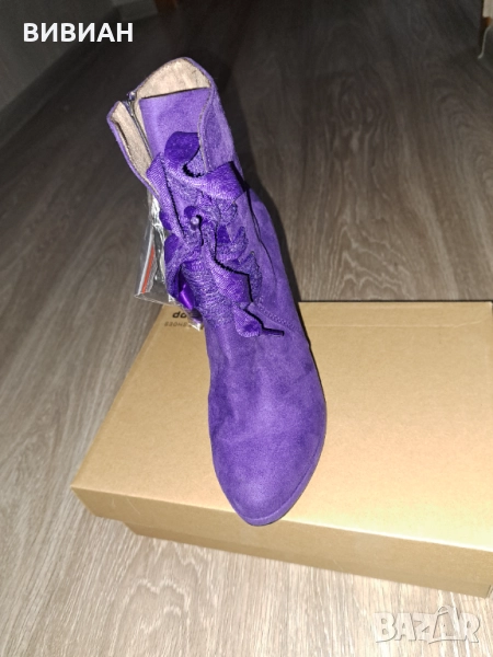 Лилави боти естествена кожа TAMARIS 37 номе., снимка 1