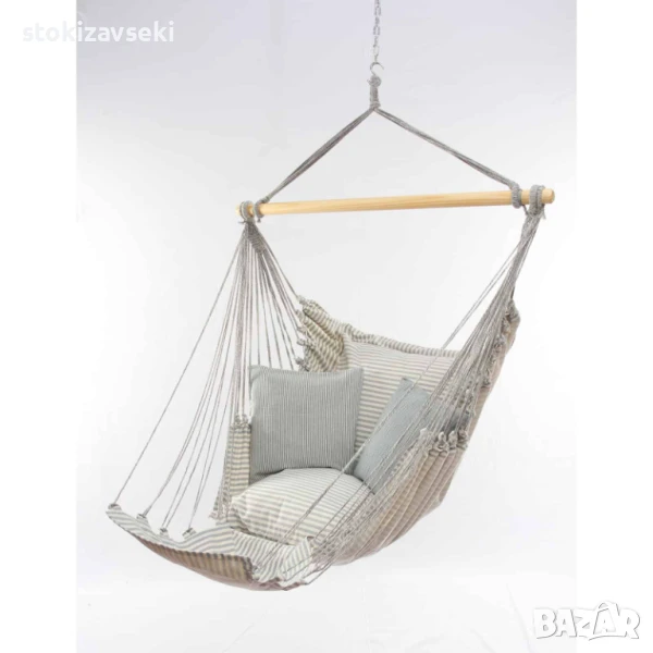 Хамак – люлка с 4 бр. възглавници, райе, снимка 1