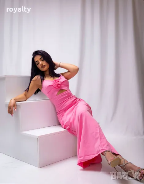 Розова дамска елегантна рокля , снимка 1