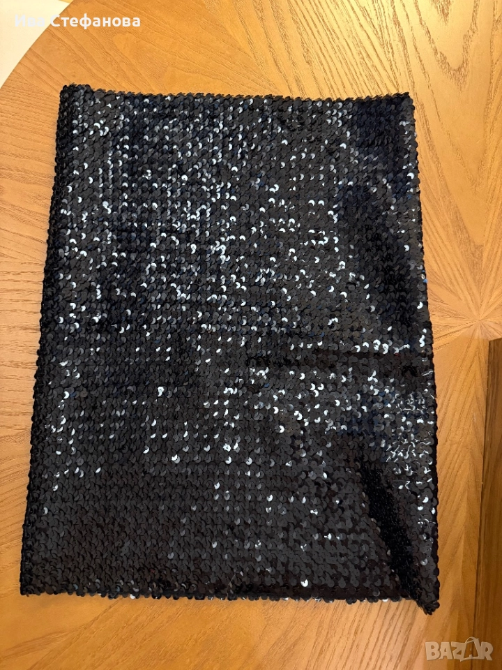 Ново парти коктейлно официално черно бляскаво боди топ или пола черни пайети  универсален размер, снимка 1