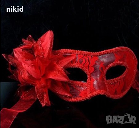 червена твърда Домино маска за лице очи карнавал парти, снимка 1