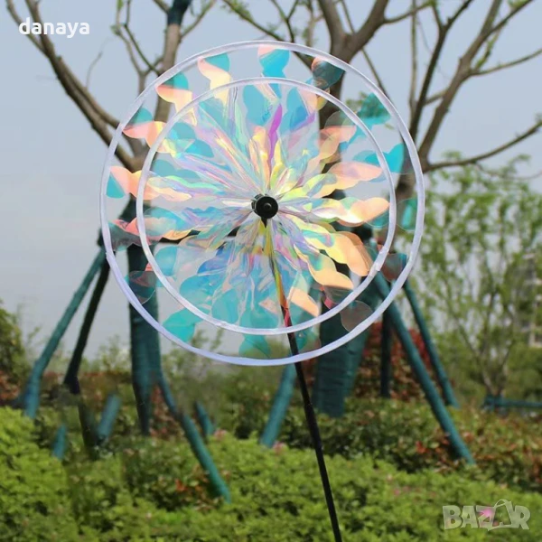 5948 Двойна градинска въртележка с отразяващи неонови цветове, 75 см, снимка 1