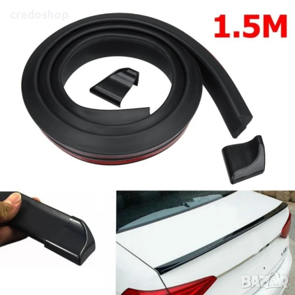 Универсален черен лип спойлер за багажник, снимка 1