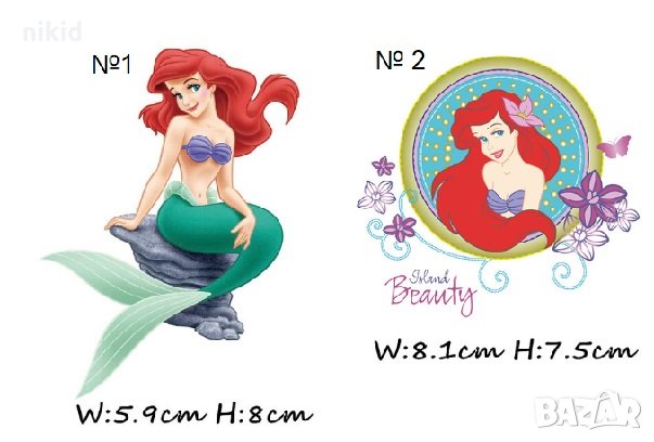Малката Русалка Ариел термо щампа апликация картинка за дреха, снимка 1