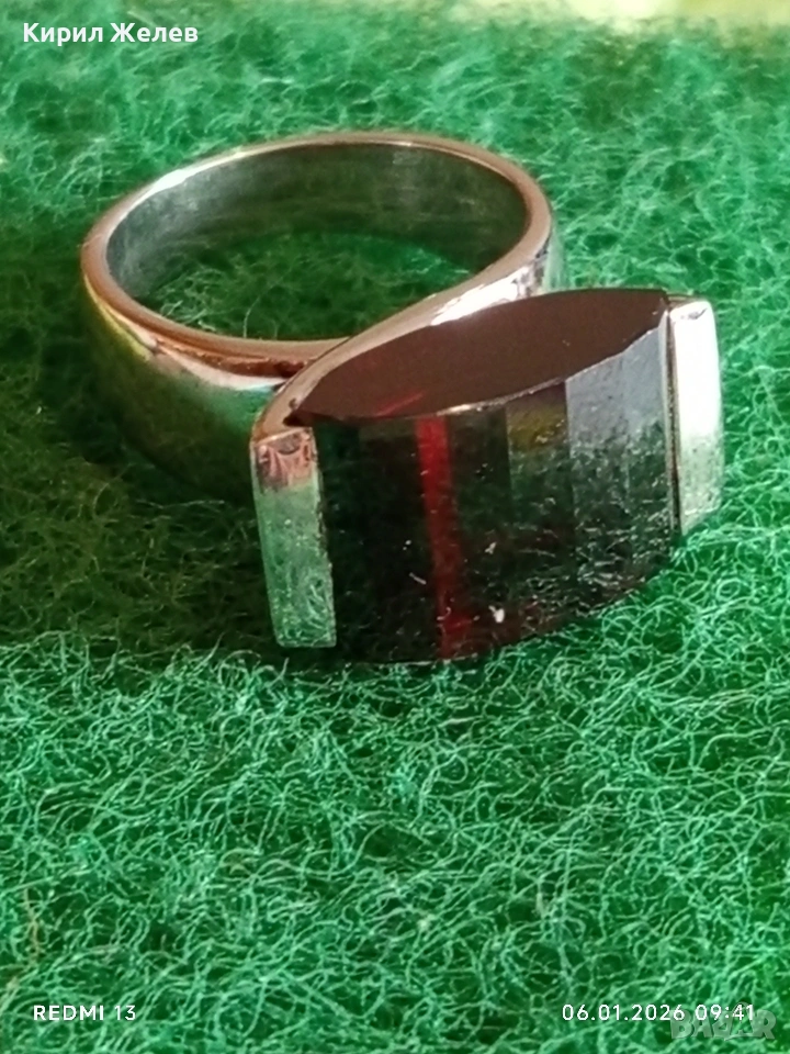 Дизайнерски сребърен пръстен с ГРАНАТ подходящ подарък за специални случаи 33301, снимка 1