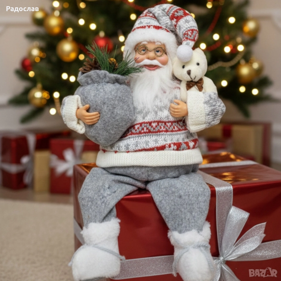 Голям Дядо Коледа с торба и мече - Атмосфера, уют и празничен стил, снимка 1