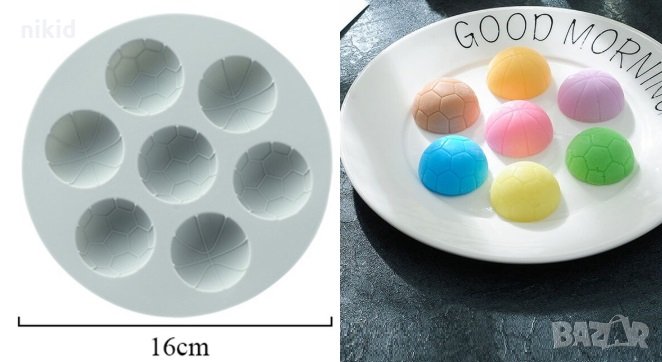 7 вида топка полу кръг силиконов молд форма бонбони фондан декор торта гипс украса, снимка 1