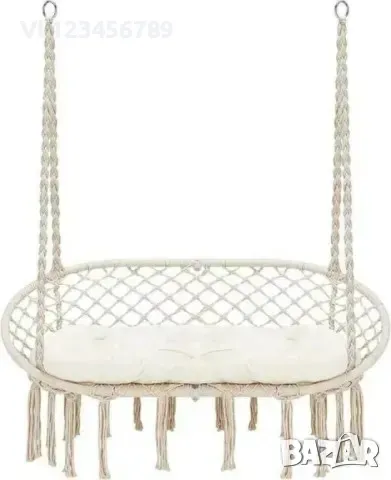 Висяща градинска люлка хамак с възглавница за двама, 130см, снимка 1