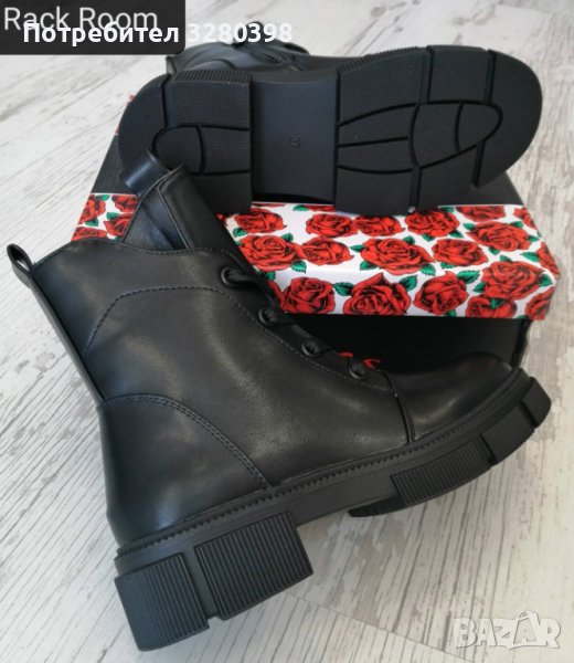 Дамски боти тип кубинки с връзки и цип модел: 88106-1 black, снимка 1