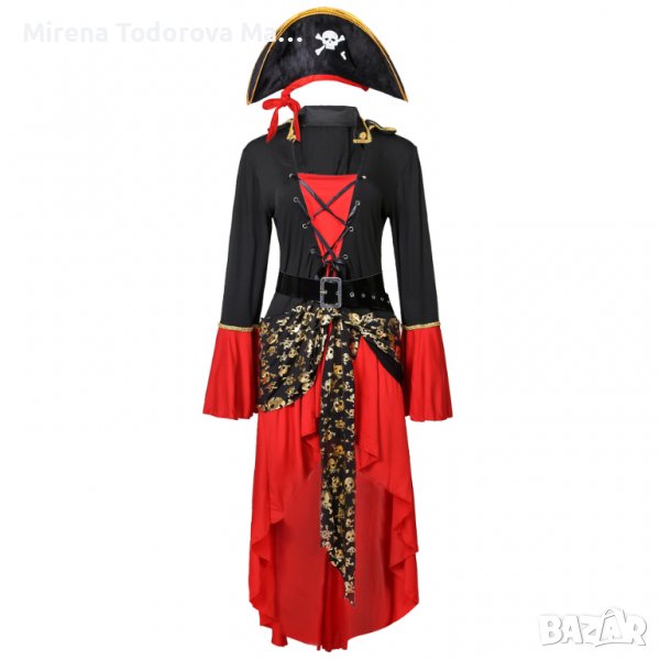 Хелоуин Секси карибски пирати Капитанска рокля Косплей костюм , снимка 1