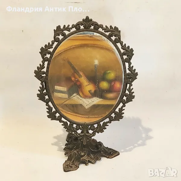 Настолно огледало с ажурна бронзова рамка, снимка 1