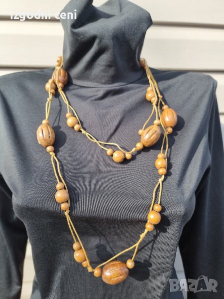 Дълго колие от светло дърво (модел 15), снимка 1