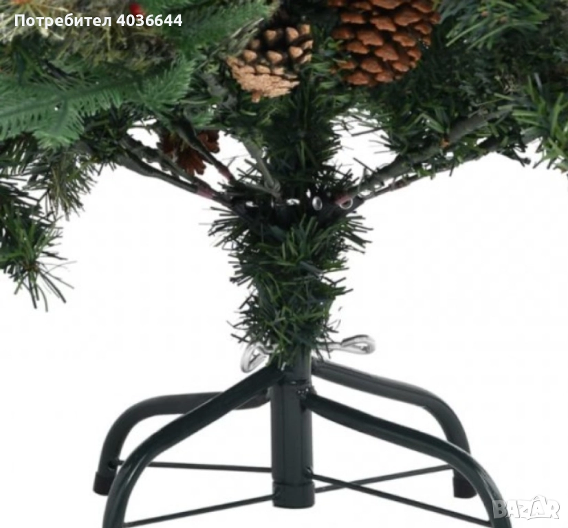 Изкуствена елха Luxury Diamond с червен глог и шишарки, снимка 1